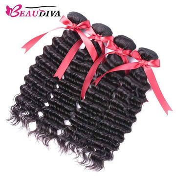 Beaudiva Deep Wave Human Hair 4 Bundles Deal Brazilian Human Hair Weaves